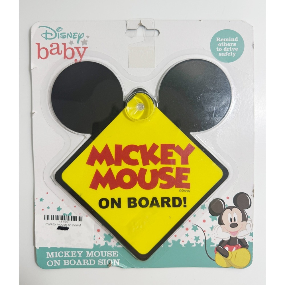 Disney Baby Mickey Mouse On Board Safety Sign Yellow Diamond Shaped‎ Vehicle
